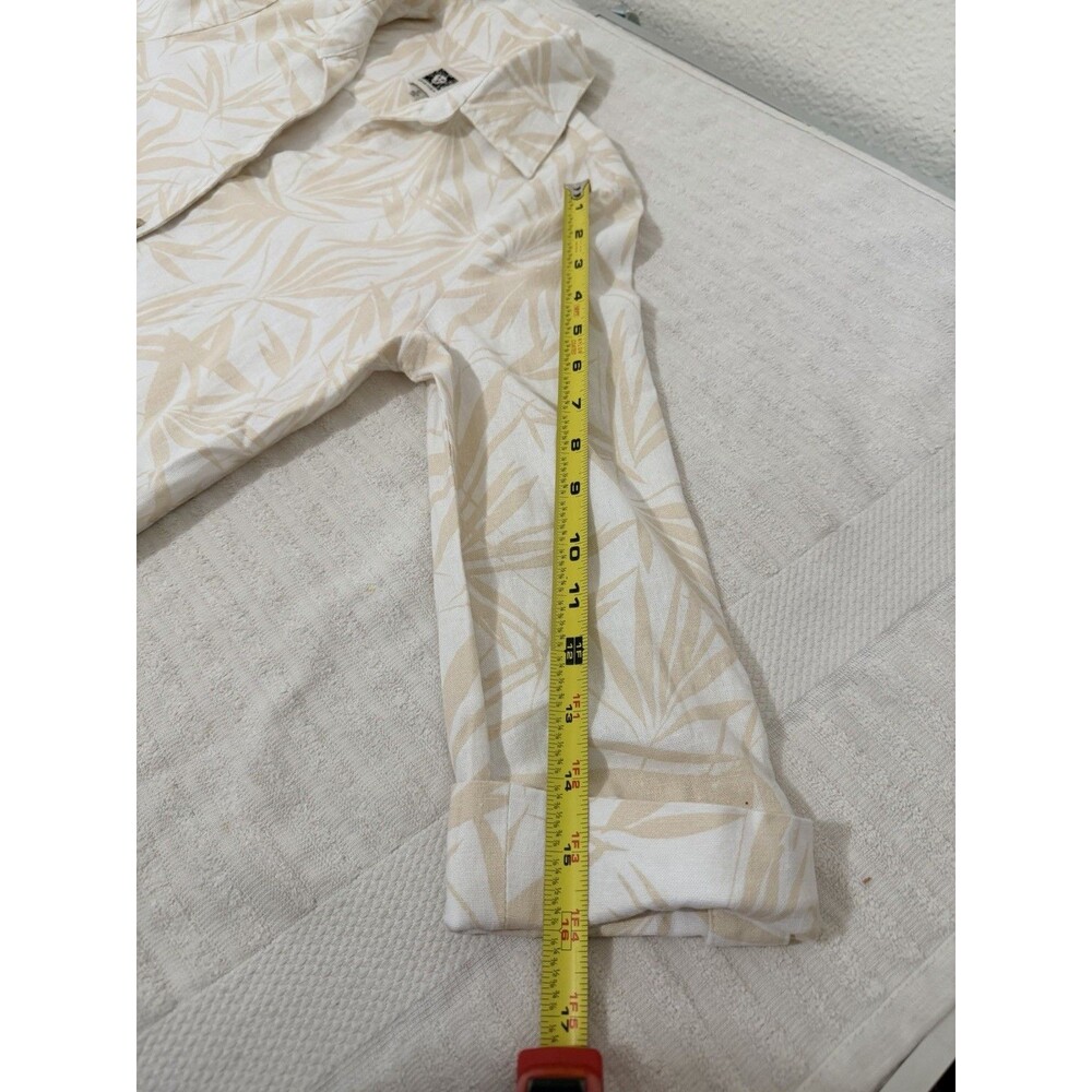 Anne Klein Women's Linen Blend Tropical Button Shirt XS Beige Resort Top Coastal - Picture 12 of 15